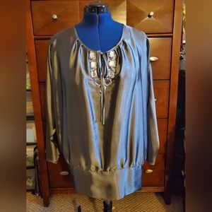 Women Satin Crystal Rhinestones Dress Top.